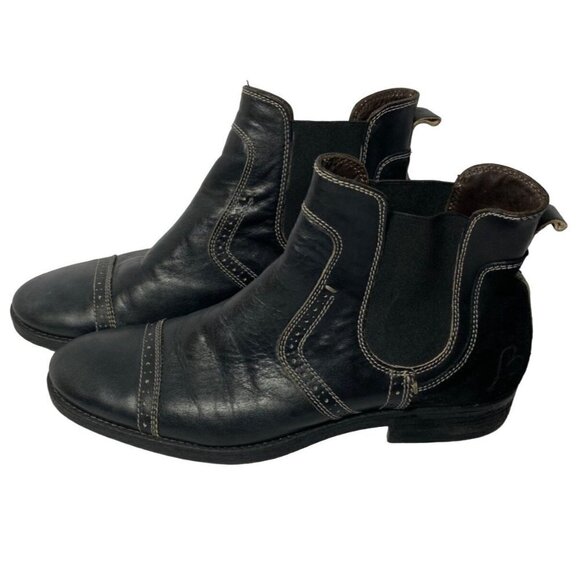 BACCO BUCCI Men\'s Black Leather & Suede High Ankle Slip on Boots  Size 10 White main image 4